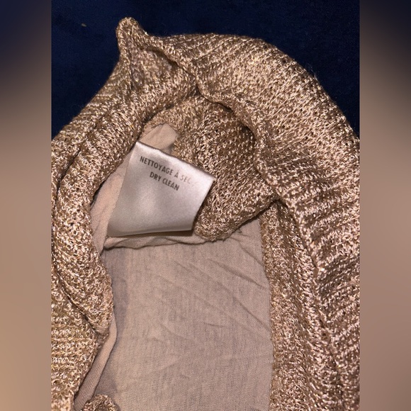 Parasuco | cream/gold knit 3/4 sleeve with slit, cotton blend crew neck - Picture 8 of 9